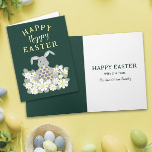 Cartes Pour Fêtes Annuelles Heureux Bunny de Pâques floral