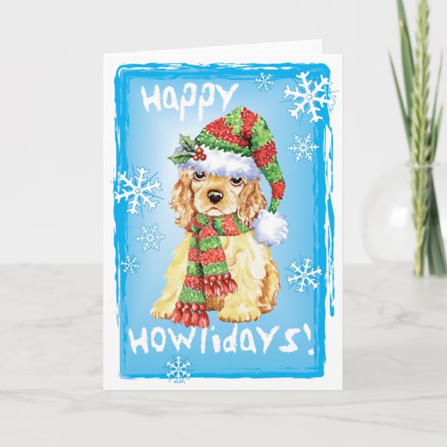 Cartes Pour Fêtes Annuelles Heureux Cocker Spaniel Howliday (Devant)