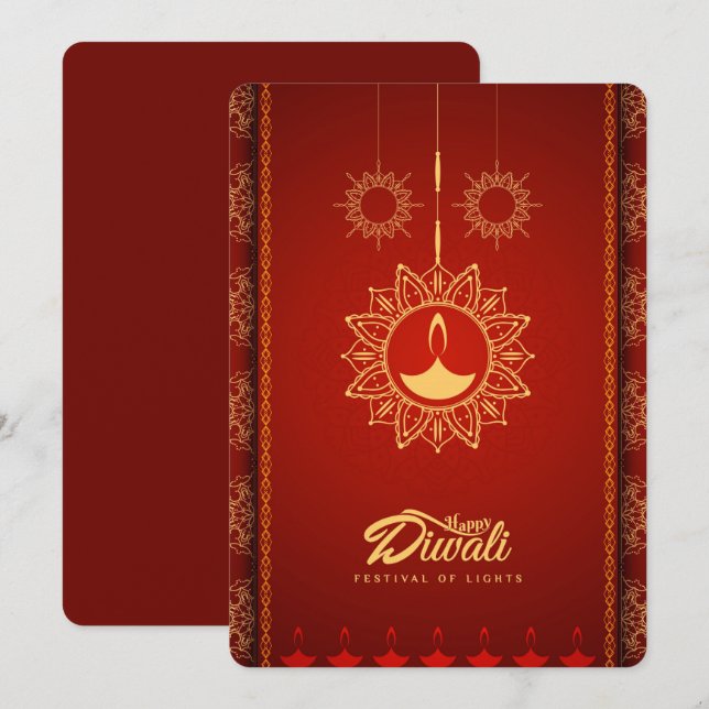 Cartes Pour Fêtes Annuelles Heureux Diwali (Devant / Derrière)