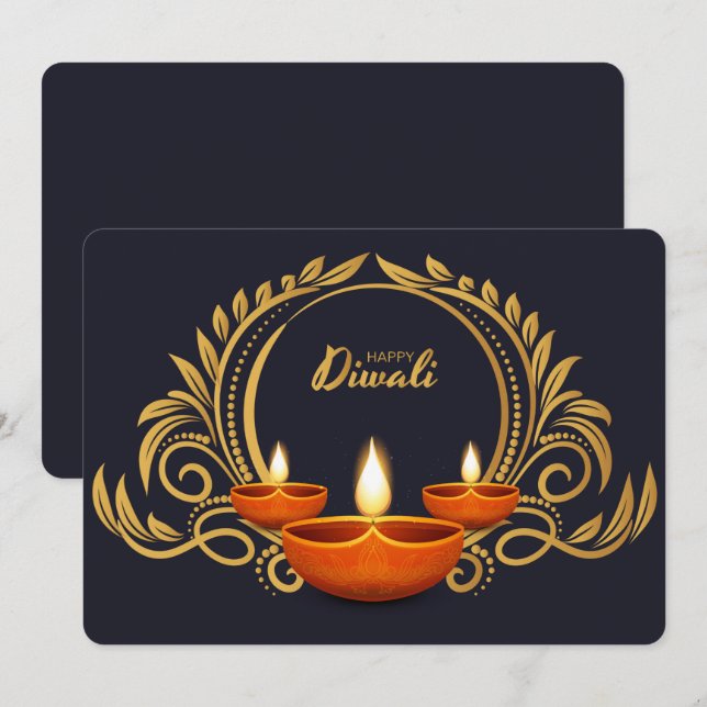 Cartes Pour Fêtes Annuelles Heureux Diwali (Devant / Derrière)