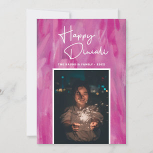 Cartes Pour Fêtes Annuelles Heureux Diwali. Fête des lumières roses. Inde