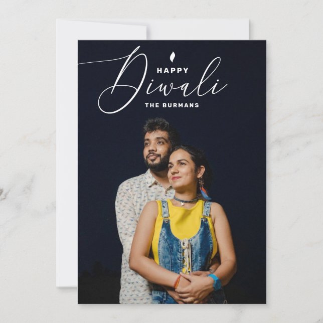 Cartes Pour Fêtes Annuelles Heureux Diwali. Fête élégante de lumières. Inde (Devant)