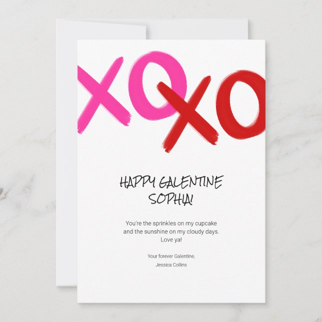 Cartes Pour Fêtes Annuelles Heureux Galentine XOXO Hugs et baisers Meilleurs a (Devant)