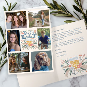 Cartes Pour Fêtes Annuelles HEUREUX HANOUKKA Dessiné À La Main CUSTOM 6 PHOTO 