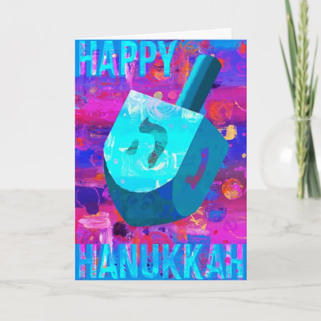 Cartes Pour Fêtes Annuelles Heureux Hanoukka Dreidel (Devant)