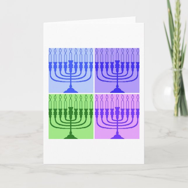 Cartes Pour Fêtes Annuelles Heureux Hanoukka Menorah (Devant)