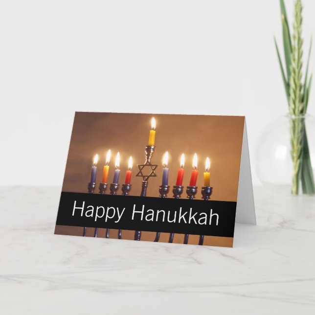 Cartes Pour Fêtes Annuelles Heureux Hanoukka Menorah bougies personnalisées (Devant)