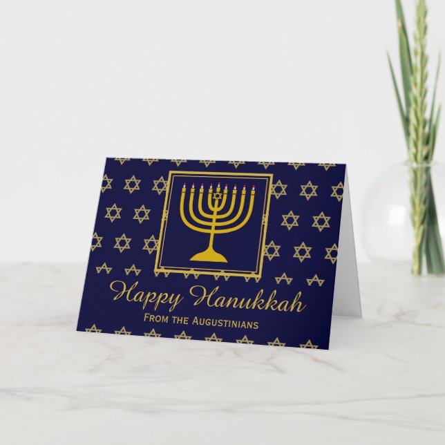 Cartes Pour Fêtes Annuelles HEUREUX HANOUKKA Menorah Star de David Personnalis (Devant)