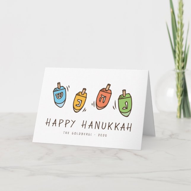 Cartes Pour Fêtes Annuelles Heureux Hanoukka Modern Dreidel (Devant)