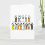 Cartes Pour Fêtes Annuelles Heureux Hanoukka pour l'Amoureux des chats<br><div class="desc">Différents chats de dessins animés de couleur tenant des cartes bleues pâles qui ont des lettres sur l'orthographe 'Happy Hanoukka'.</div>