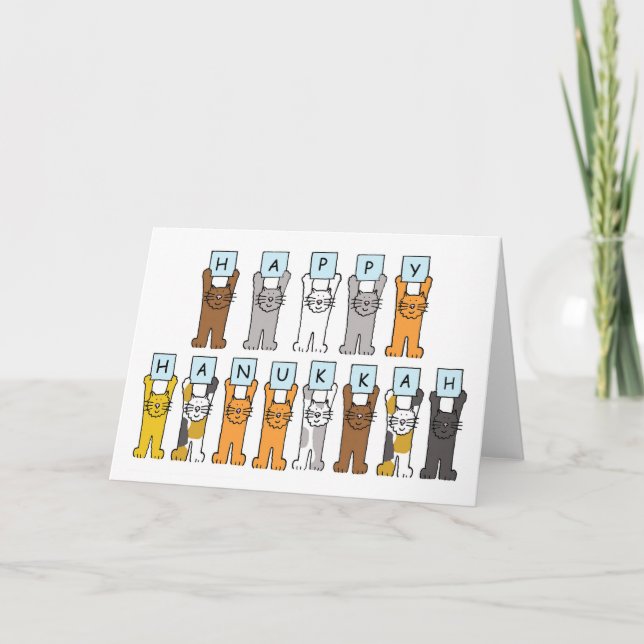 Cartes Pour Fêtes Annuelles Heureux Hanoukka pour l'Amoureux des chats (Devant)