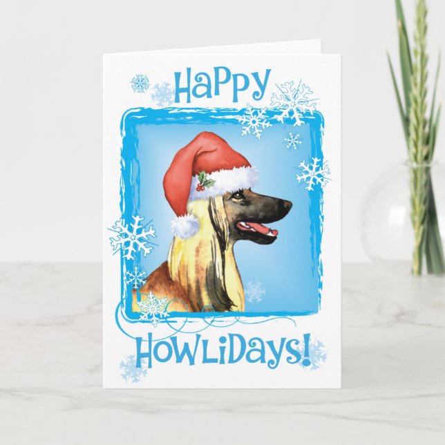 Cartes Pour Fêtes Annuelles Heureux Howliday Afghan Hound Card (Devant)