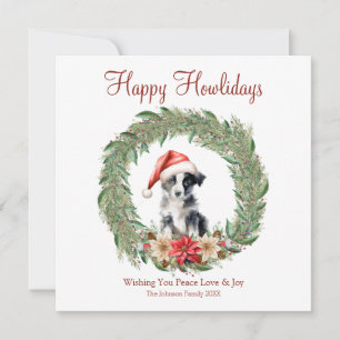Cartes Pour Fêtes Annuelles Heureux Howlidays mignon frontière Collie Chien