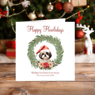 Cartes Pour Fêtes Annuelles Heureux Howlidays mignon Lhasa Apso Chig