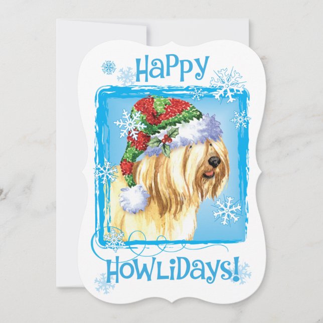 Cartes Pour Fêtes Annuelles Heureux Howlidays Tibétain Terrier (Devant)