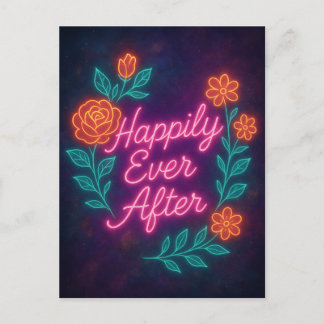 Cartes Pour Fêtes Annuelles Heureux toujours après - Neon Vintage Ethéal Llow