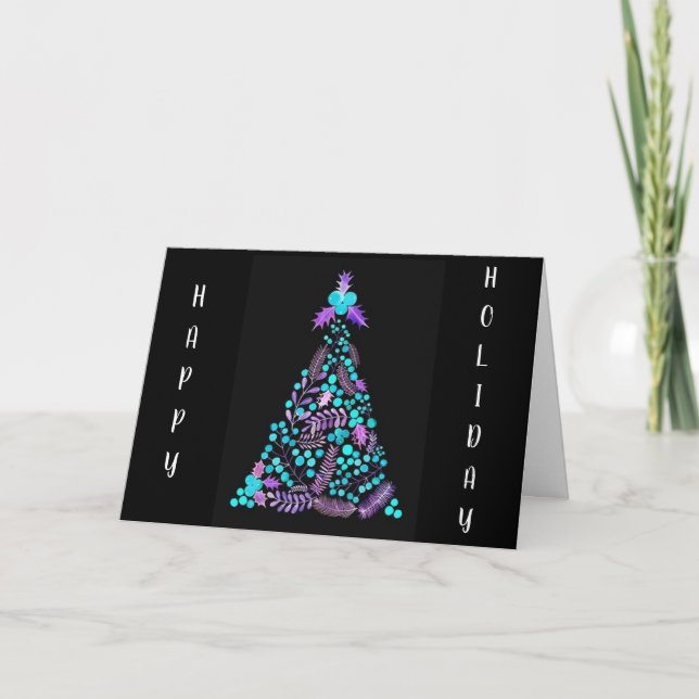 CARTES POUR FÊTES ANNUELLES **HEUREUX VACANCES** NOËL CHERCHANT ET LUMINEUX (Devant)