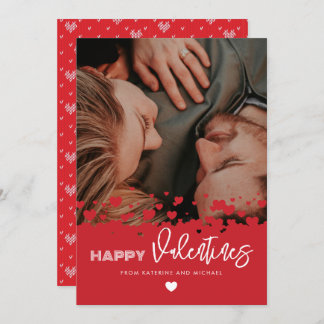 Cartes Pour Fêtes Annuelles Heureux Valentines Photo Coeurs rouges Couple Fami