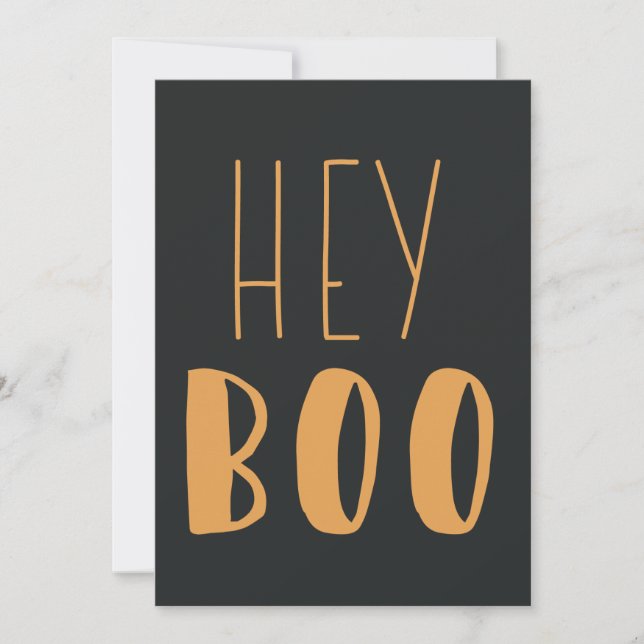 Cartes Pour Fêtes Annuelles "Hey Boo" Halloween Typographie moderne Custom (Devant)