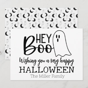 Cartes Pour Fêtes Annuelles Hey Boo - Un Salutation Ghointante