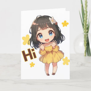 Cartes Pour Fêtes Annuelles Hi Card Anime Girl Chibi jaune