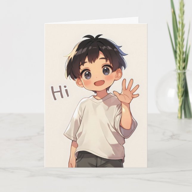 Cartes Pour Fêtes Annuelles Hi Chibi Boy Anime (Devant)