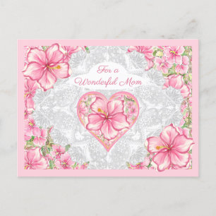 Cartes Pour Fêtes Annuelles Hibiscus & dentelle PINK