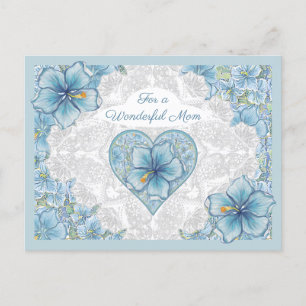 Cartes Pour Fêtes Annuelles Hibiscus & dentelle TURQUOISE