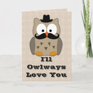 Cartes Pour Fêtes Annuelles Hibou avec la Saint-Valentin de moustache