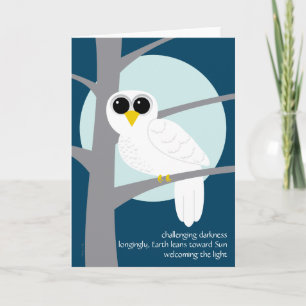 Cartes Pour Fêtes Annuelles Hibou de Milou de Haiku de solstice d'hiver