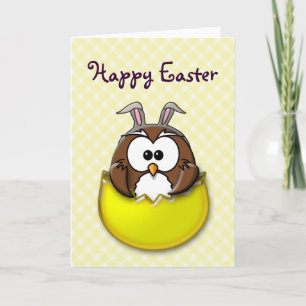 Cartes Pour Fêtes Annuelles Hibou de Pâques - jaune