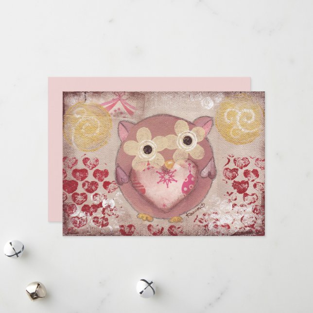 Cartes Pour Fêtes Annuelles Hibou des fêtes (Devant/Arrière en situation)