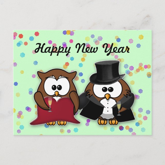 Cartes Pour Fêtes Annuelles hibou du Nouvel An (Devant)