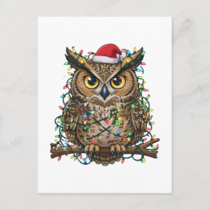 Cartes Pour Fêtes Annuelles Hibou festif de Noël 2026 Oiseau de fête