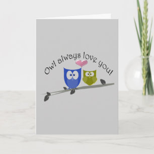Cartes Pour Fêtes Annuelles Hibou toujours amour, romantique choux mignon dess