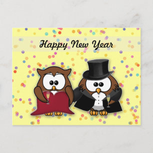Cartes Pour Fêtes Annuelles hiboux au champagne