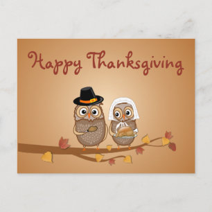 Cartes Pour Fêtes Annuelles Hiboux lunatiques de thanksgiving
