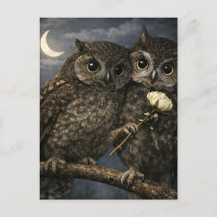 Cartes Pour Fêtes Annuelles Hiboux oiseaux d'amour drôles avec fleur Saint-Val