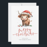 Cartes Pour Fêtes Annuelles Highland Cow 2026 Calendrier Joyeux Noël<br><div class="desc">Cute Highland Nom de la vache 2026 Calendrier Joyeux Noël. Disponible numériquement et imprimé. La gentillesse festive pour vos souhaits de vacances, avec ce design amusant avec une vache des montagnes douces dans son chapeau de Santa. Joyeux Noël est dans un script moderne ensemble et personnalisez facilement votre salutation et...</div>