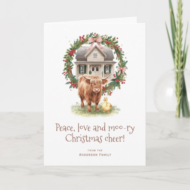 Cartes Pour Fêtes Annuelles Highland Cow Christmas  (Devant)