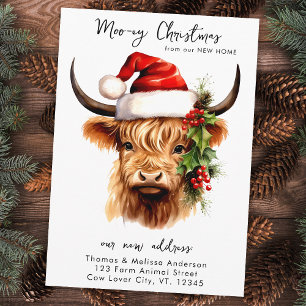 Cartes Pour Fêtes Annuelles Highland Cow Festive ferme animal de Noël Moving