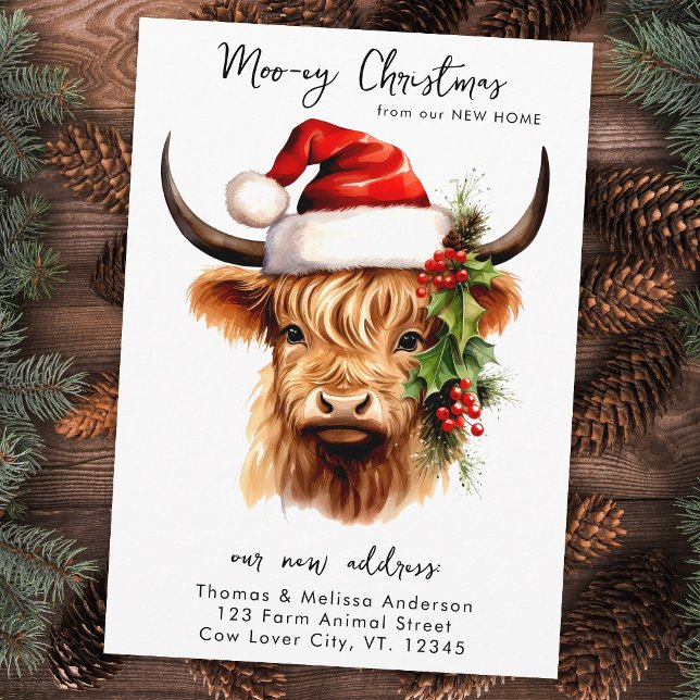 Cartes Pour Fêtes Annuelles Highland Cow Festive ferme animal de Noël Moving (Créateur téléchargé)