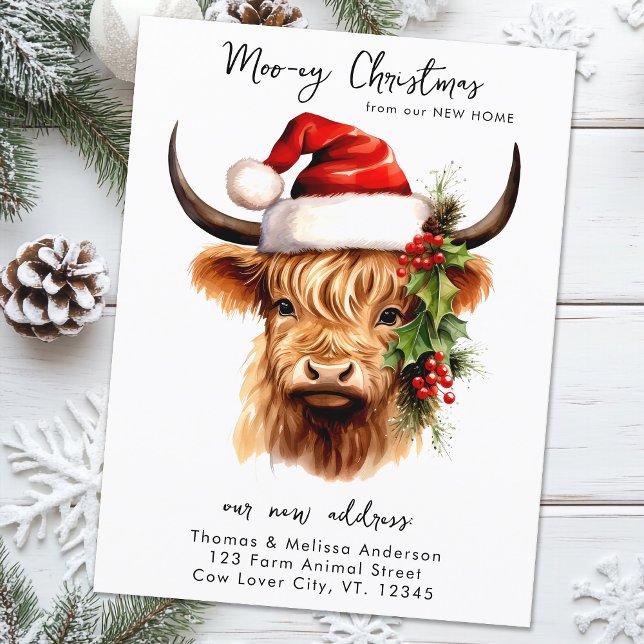 Cartes Pour Fêtes Annuelles Highland Cow Festive ferme animal de Noël Moving (Créateur téléchargé)