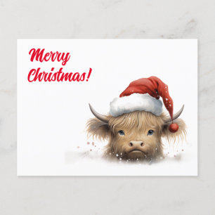 Cartes Pour Fêtes Annuelles Highland Cow Neige Noël Fête Personnalisée P
