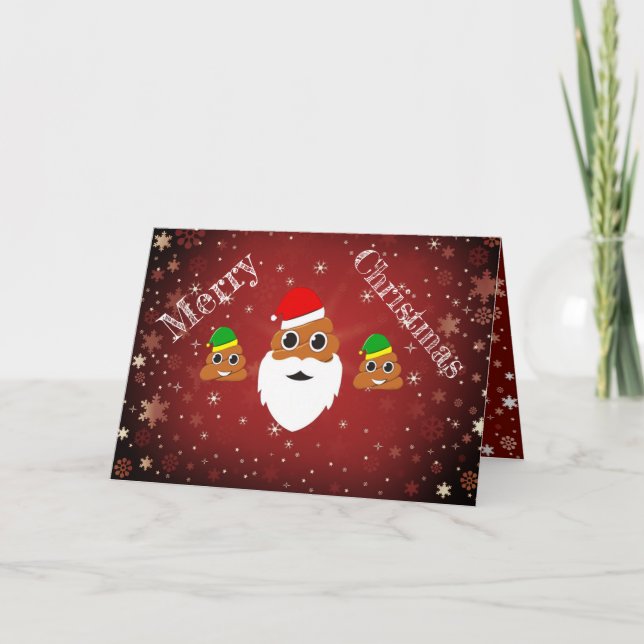 Cartes Pour Fêtes Annuelles Hilarié Xmas Poop Père Noël avec des aides Emoji (Devant)