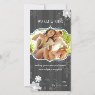 Cartes Pour Fêtes Annuelles Hip Black & White Winter Holiday Family Photo