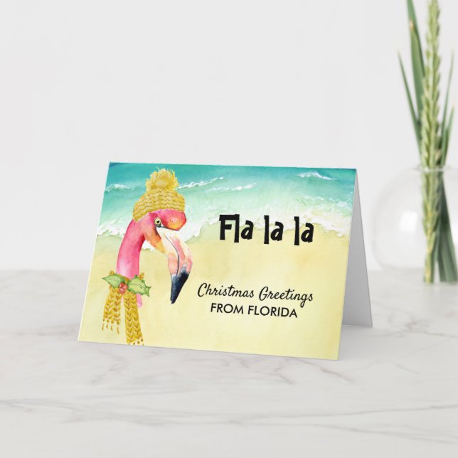 Cartes Pour Fêtes Annuelles Hip Flamant rose Noël Salutations de Floride (Devant)
