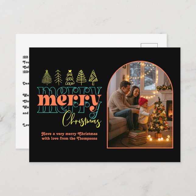 Cartes Pour Fêtes Annuelles Hip Holiday Cosy Arch Photo Joyeux Noël (Devant / Derrière)