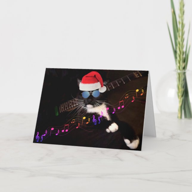 Cartes Pour Fêtes Annuelles Hip Père Noël Cat Christmas (Devant)
