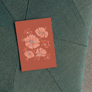 Cartes Pour Fêtes Annuelles Hippie Blooms : Artwork Abstrait Red Flower Power